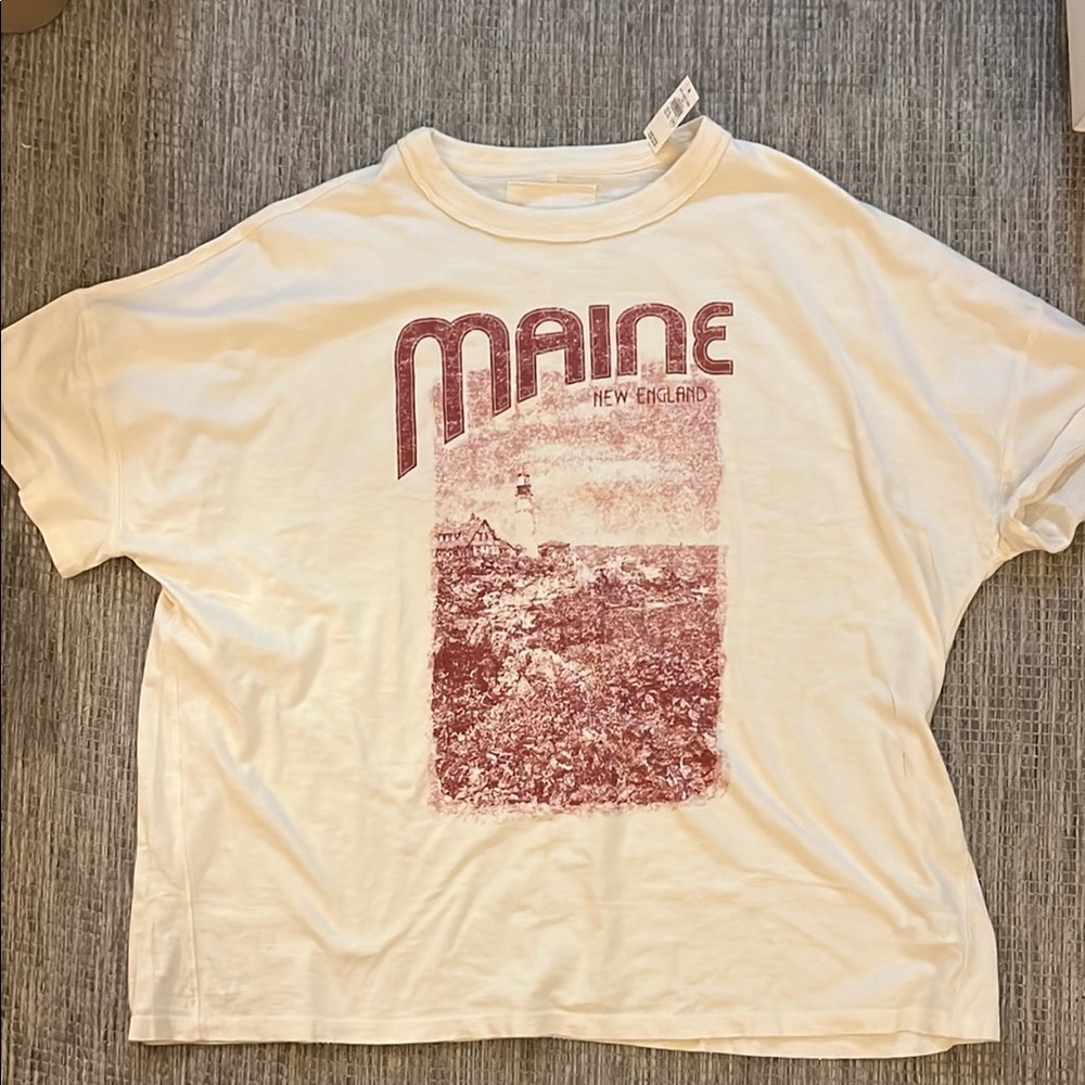 Aerie Cream and Red Graphic Tee